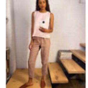 Lou & grey button up Crosshatch Linen Pants , brown multi, Size Small